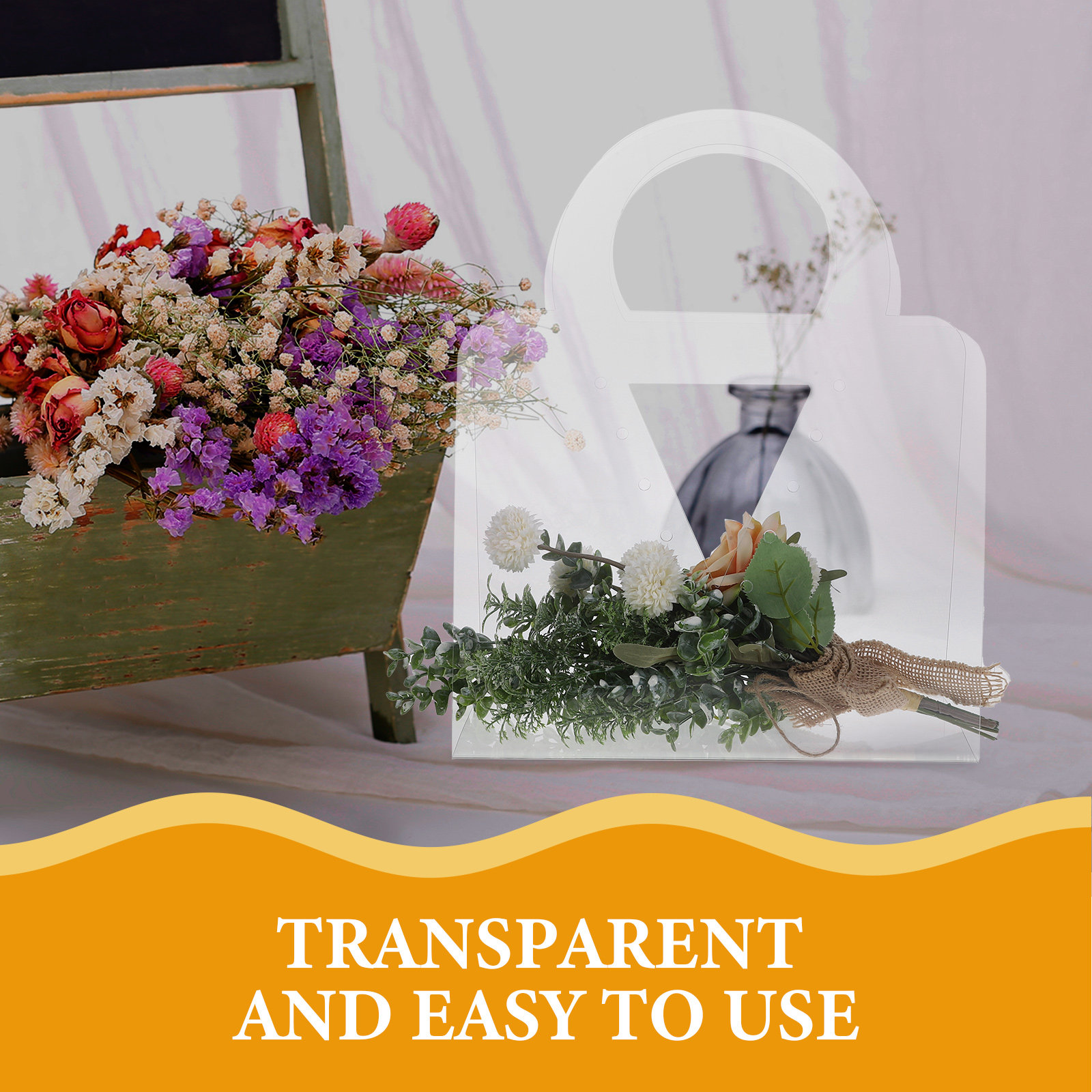 The Florist Supply Shop - 4Pcs Clear Bouquet Gift Bags with