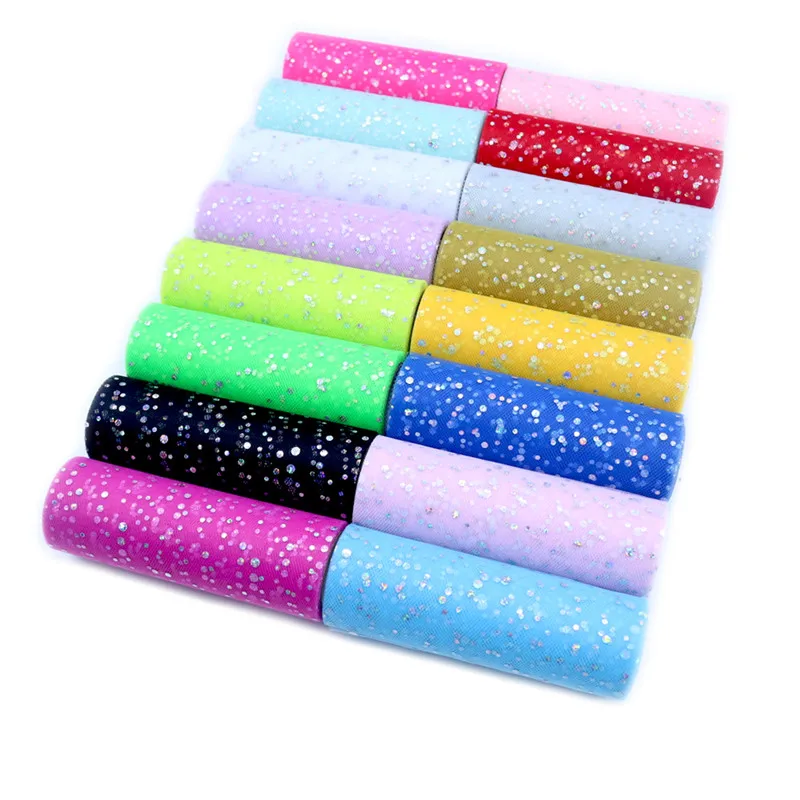 Ribbon Organza Roll - Glitter Sequin Tulle Roll 15cm*9.1m Tulle