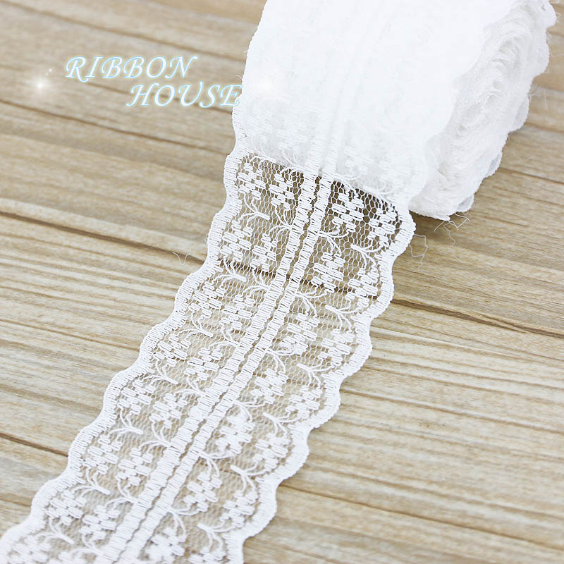 (5 Yards/Roll) 45mm White Lace - Ribbon Organza Roll review and price
